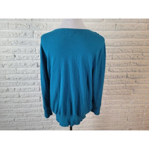 Apt 9 Women Sweater 2X Plus Long Sleeve Pullover Beaded Lightweight BLU238 - Picture 7 of 10